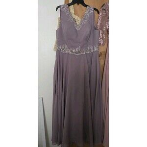 Mac Duggal Corset Dress Prurple Size 16 74669 V Neck Chiffon